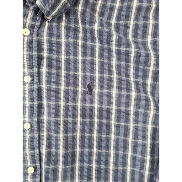 Ralph Lauren Blaire Long Sleeve Button Down Blue Cotton Flannel Shirt Men's XL - Picture 2 of 7